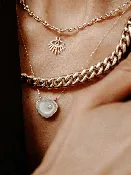 Antler Slice with Diamond on Gold Chain Necklace