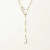 Adjustable Labradorite Drop Necklace 36''
