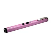 40M Volt Stun Gun Pen Flashlight - Pink Stainless Steel