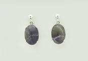 Amethyst and Snow Quartz Earrings, Ball-and-post