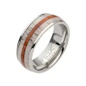 Deer Antler Sapele Wood Inlay Stag Ring