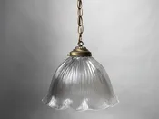 12" Large Glass Dome Holophane Style Pendant Light Fixture — Yankee Barn Lighting