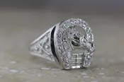 14K W GOLD MENS HORSESHOE RING & DIAMONDS SOLIDE VS1 G