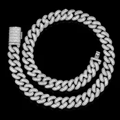 14mm Iced-out Cuban Link Moissanite Rappers Chain – 925 Silver
