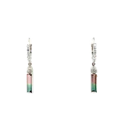 14KW Bicolor Tourmaline & Diamond Custom Fashion Earrings