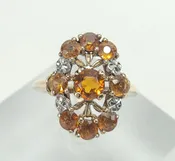 10k Multi-Tone Gold 1.15ctw Citrine Open Work North South Dinner Ring 5.25''