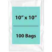 10X10 inches Clear Flat Poly Bags 2Mil Open Top (LDPE)