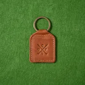 Golf Logo Fine Leather Key Chain - Groomsmen Gift
