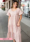 Abigail Dusty Rose Floral Tiered Dress