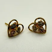 F.L. Thorpe Black Hills Gold Leaf Heart Stud Earrings