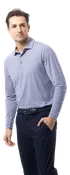 MEN'S SOLMELANGE MINI-STRIPE POLO. MIDNIGHT WHITE.  900841MM