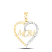 10k YELLOW GOLD 1/10 CTW DIAMOND P1 GIFT | MOM HEART PENDANT