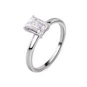 Rhodium 925 Silver Moissanite 1ct Baguette Engagement Ring