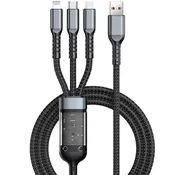 100W Super Fast Charging Cable 3 in 1 Braided Data Cable for Xiaomi Huawei 6A Quick Charge Cable Support Data Transfer