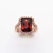 14kt Rose Gold Hessonite &amp;amp; Diamond Ring