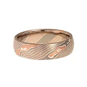 14K Rose Gold and Palladium Birch Pattern Mokume Gane Ring