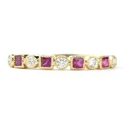 14k Yellow Gold Ruby & Diamond Band