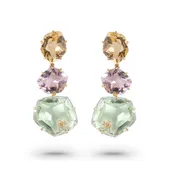 18K AMORFUS EARRINGS (0957) - Prasiolite, Pink Amethyst, Light Citrine/ YG