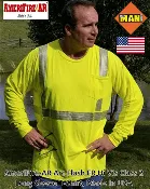 AmeriFire-AR AMFR-HVYT-LS Hi Vis Arc Flash FR Class 2 Long Sleeve T-Shirt, Hi Vis Yellow, Made in USA