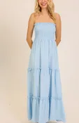 Baby blue strapless Maxi Dress
