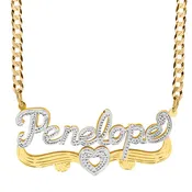 Double Name Plate with Tail and Heart With "Penelope"