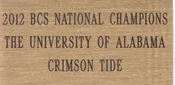 2012 BCS National Championship engraved plate