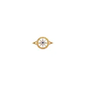 14K Yellow and White Gold .03ct Diamond and .02ct Sapphire Compass Rose Size 6.5
