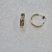 14kt Yellow Gold Lady's Greek Key Design Hoop Earrings