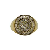 Diamond Ring Baguette Halo &amp;amp; Cluster Center .86ct