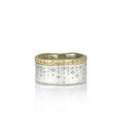 Adel Chefridi Horizon Hand Engravegd Two Tone Band in Satin 18k Yellow Gold