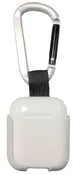 NEW-EARBUDi Clip Case for Apple AirPods | Built in clip Attaches to Belt, Pocket, or Bag | Included Carabineer clips to Most Anything | Included Key Ring Turns your AirPods into a Keychain | White