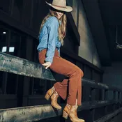 A4218 - WOMEN'S WHITE EMBROIDERY TAN J-TOE ANKLE BOOT WITH ZIPPER