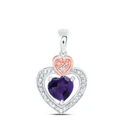 0.01Ctw-Diamond 3/4Ct-Am Synthetic Gemstone Heart Pendant (0.64 grams)