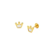 14K Mother Of Pearl Crown Screwback