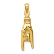 14K 3-D Hollow Rock On Sign Charm