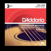 D’Addario EJ17 Phosphor Bronze Acoustic Guitar Strings – 13-56 (3-Pack)