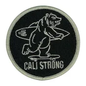 CALI Strong Bear Black Silver Round Hook-and-Loop Morale Patch