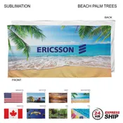 24 Hr Express Ship - Stock Design Sublimated, Heavier Weight, Plush Velour Terry Beach Towel, 30x60