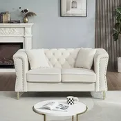 60.2 Inch Tufted Velvet Loveseat Sofa with Nailhead Trim