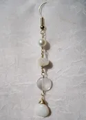Arctic Moon Pearl Mother of Pearl Moonstone Opal Dangle Earring(14k)