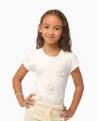 3D DAISY APPLIQUE TEE