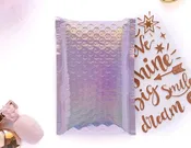 #000 Lavender Holographic Metallic #SmileMail® Poly Bubble Mailers: 4.25x8