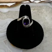Amethyst Oval Faceted Bezel Set Ring (Size 8)