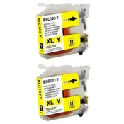 Brother LC103 / LC101 Yellow High-Yield Compatible Ink Cartridge Twin Pack