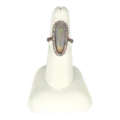 3.36 CT Opal & Diamond Ring in 14K Rose Gold – 34 Round Diamonds, 0.60 CT Total
