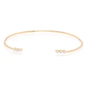 14K Gold Linear Bezel Diamond Open Cuff