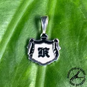 Sterling Silver Hawaiian Coat of Arms Initial Pendant with Raised Enamel Letter, Size S
