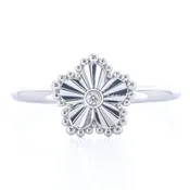 .01CT Diamond Bujukan Flower Ring, Size 6.5 - Sterling Silver