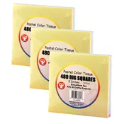 5'' Tissue Squares, Pastel Colors, 480 Per Pack, 3 Packs