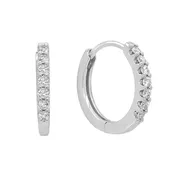 14k White Gold Diamond Huggie Hoop Earrings — Croft & Stern Jewelry Designs